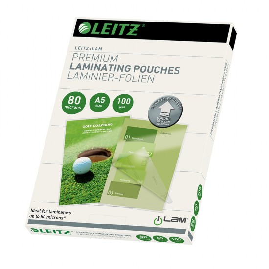 Folie Leitz UDT pentru laminare la cald, A5, 80 microni