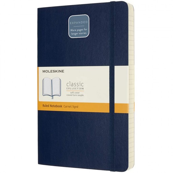 Agenda Moleskine Expanded Large Ruled Sapphire Blue, 21.1 x 21.3 cm, dictando, 400 file Agenda Moleskine Expanded Large Ruled Sapphire Blue, 21.1 x 21.3 cm, dictando, 400 file