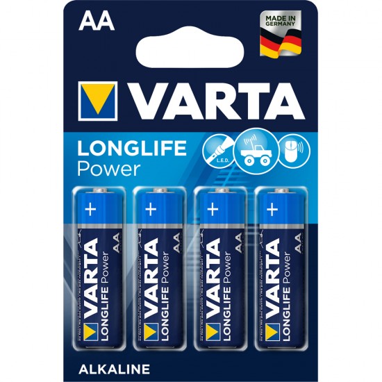 Baterii Varta Longlife Power, LR6, AA, alcaline, 1.5 V, 4 bucati/set