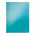 Caiet de birou Leitz WOW, PP, A4, cu spira, matematica, turcoaz metalizat