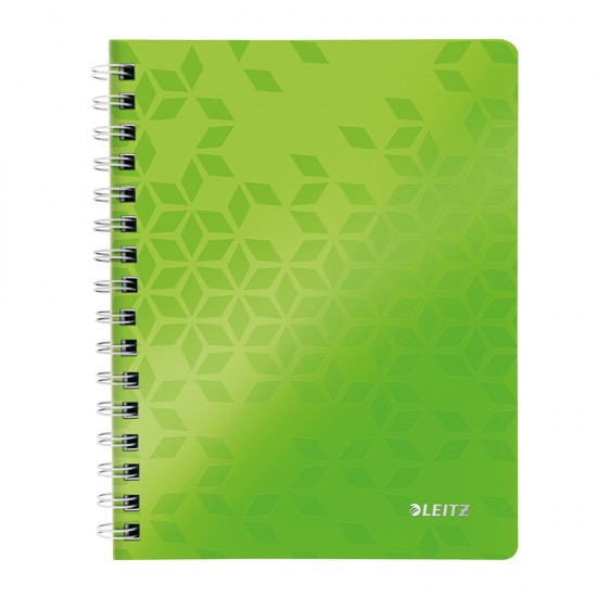 Caiet de birou Leitz WOW, PP, A5, cu spira, dictando, verde metalizat Caiet de birou Leitz WOW, PP, A5, cu spira, dictando, verde metalizat