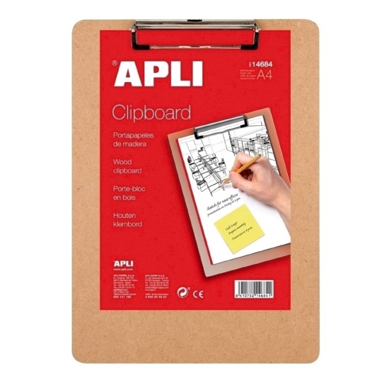 Clipboard simplu APLI, A4, lemn