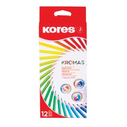 Creioane colorate Kores Kromas triunghiulare, 3 mm, 12 culori Creioane colorate Kores Kromas triunghiulare, 3 mm, 12 culori