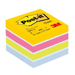 Minicub notite adezive Post-it galben/roz/verde/albastru deschis 400 file/cub Minicub notite adezive Post-it galben/roz/verde/albastru deschis 400 file/cub