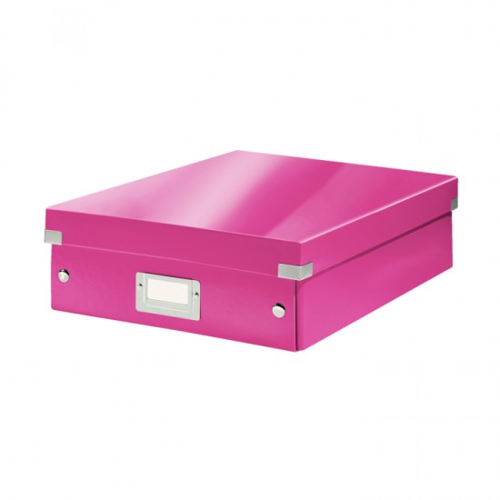 Cutie depozitare Leitz WOW Click & Store Organizer, carton laminat, medie, roz