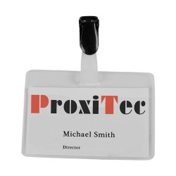 Ecuson transparent cu clip, 60 x 90 mm, 25 bucati/cutie Ecuson transparent cu clip, 60 x 90 mm, 25 bucati/cutie