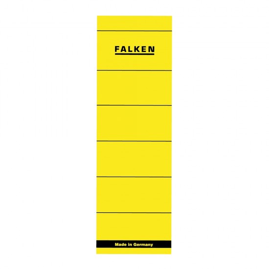 Etichete Falken autoadezive, pentru bibliorafturi,  60 x 190 mm, galben