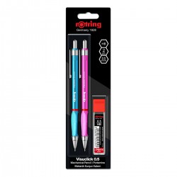 Set 2 creioane mecanice Rotring Visuclick 0.5 mm + etui 24 mine, diverse culori Set 2 creioane mecanice Rotring Visuclick 0.5 mm + etui 24 mine, diverse culori