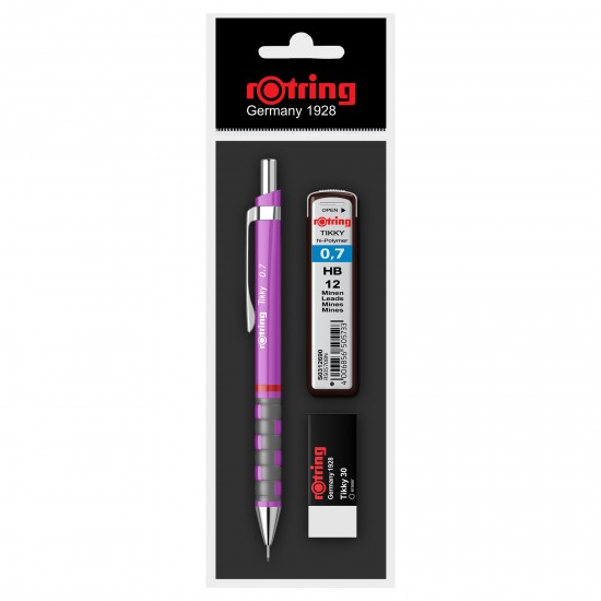 Set Rotring creion mecanic 0.7, diverse culori, mina 0.7, radiera