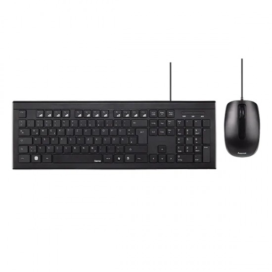 Kit tastatura si mouse cu fir HAMA Cortino, USB, Layout RO, negru