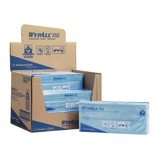 Lavete Kimberly-Clark Wypall X50, albastre, 50 bucati/pachet