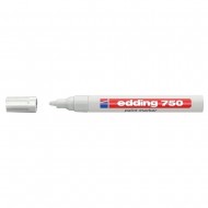 Marker permanent Edding 750 , cu vopsea, corp metalic, varf rotund, 2-2-4 mm, alb