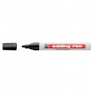 Marker permanent Edding 750, cu vopsea, corp metalic, varf rotund, 2-2-4 mm, negru