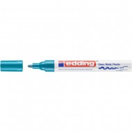 Marker permanent Edding 750, cu vopsea, corp metalic, varf rotund, 2-4 mm, bleu