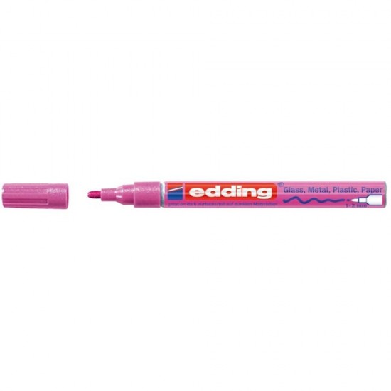 Marker permanent Edding 751 cu vopsea, varf 1-2MM, roz