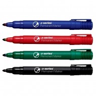 Marker permanent A-series, varf rotund 2 mm, 4 culori/set Marker permanent A-series, varf rotund 2 mm, 4 culori/set