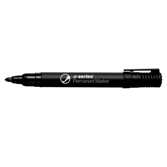 Marker permanent A-series, varf rotund, 2 mm, negru