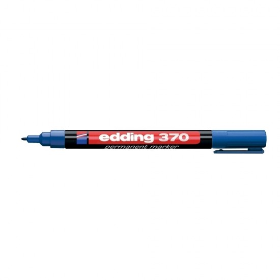 Marker permanent Edding 370, corp plastic, varf rotund, 1 mm, albastru