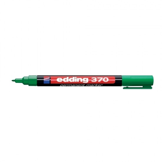 Marker permanent Edding 370, corp plastic, varf rotund, 1 mm, verde