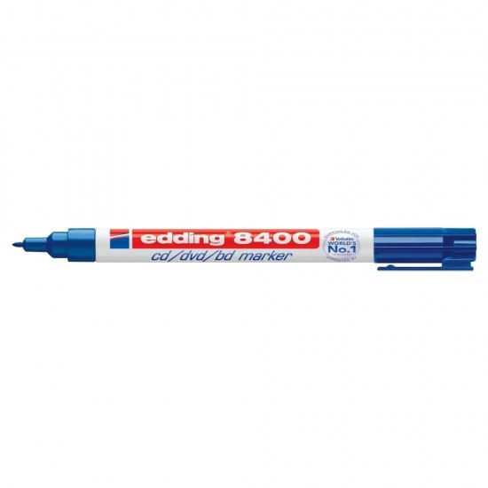 Marker permanent Edding 8400, pentru CD/DVD/BD, corp plastic, varf rotund, 0.75 mm, albastru