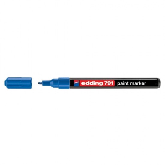 Marker permanent Edding 791, cu vopsea, corp plastic, varf rotund, 1-2 mm, albastru