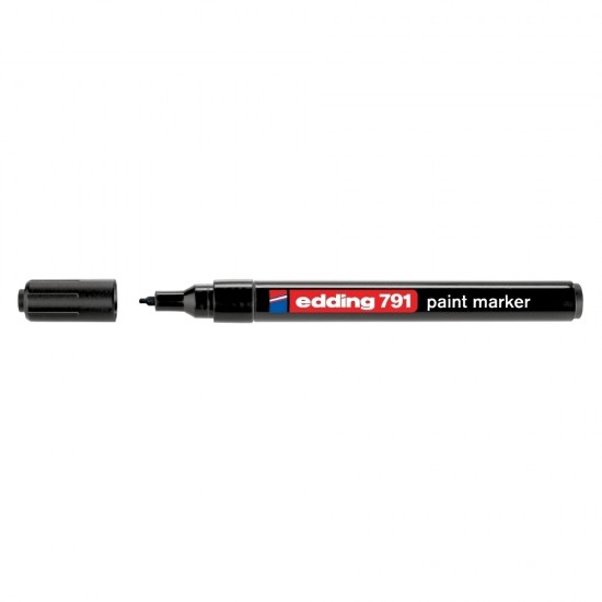 Marker permanent Edding 791, cu vopsea, corp plastic, varf rotund , 1-2 mm, negru