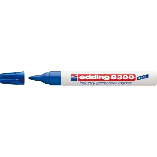 Marker permanent Edding 8300 Industrial, corp metalic, varf rotund, 1.5-3 mm, albastru