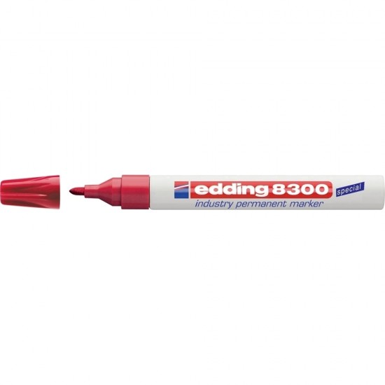 Marker permanent Edding 8300 Industrial, corp metalic, varf rotund, 1.5-3 mm, rosu