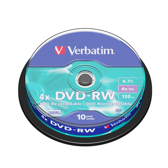 DVD-RW Verbatim, 4x, 4.7 GB, 10 bucati/spindle DVD-RW Verbatim, 4x, 4.7 GB, 10 bucati/spindle