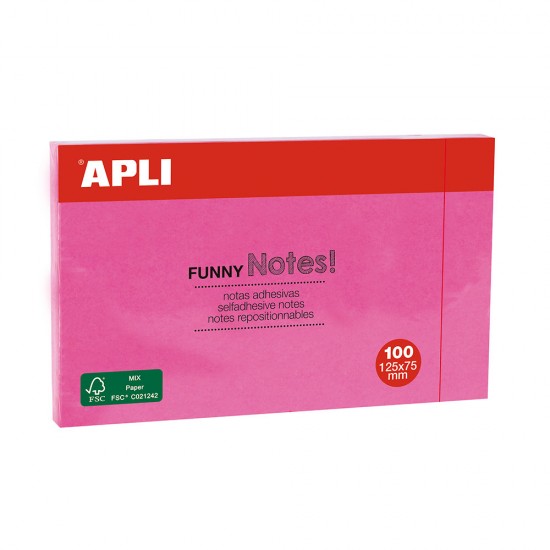 Notite adezive, Apli, 125 x 75 mm, magenta, 100 file/set Notite adezive, Apli, 125 x 75 mm, magenta, 100 file/set