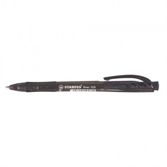 Pix cu mecanism, Stabilo, Liner 308, 0.38 mm, plastic, negru, 10 bucati/cutie Pix cu mecanism, Stabilo, Liner 308, 0.38 mm, plastic, negru, 10 bucati/cutie