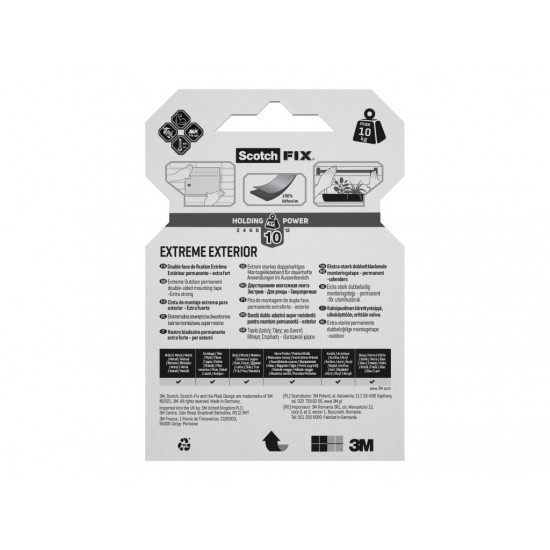 Bandă dublu adezivă montare exterior, 19 mm x 1,5 m, Scotch-Fix™ Bandă dublu adezivă montare exterior, 19 mm x 1,5 m, Scotch-Fix™