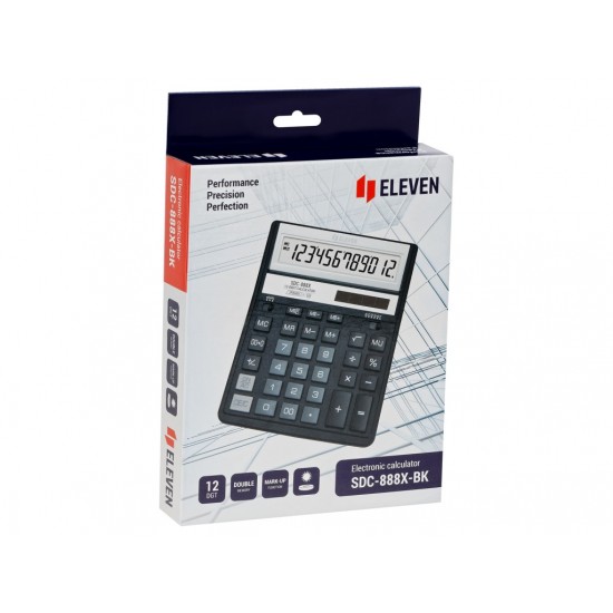 Calculator de birou 12 digiți, 203 x 158 x 31 mm, Eleven SDC-888X-BK