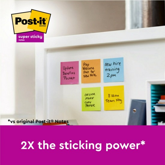 Notes adeziv Super Sticky 76 x 76 mm, 90 file x 5 culori asortate, Post-It Notes adeziv Super Sticky 76 x 76 mm, 90 file x 5 culori asortate, Post-It