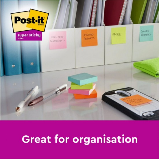 Notes adeziv Super Sticky 76 x 76 mm, 90 file x 5 culori asortate, Post-It Notes adeziv Super Sticky 76 x 76 mm, 90 file x 5 culori asortate, Post-It