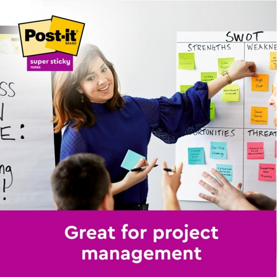 Notes adeziv Super Sticky 76 x 76 mm, 90 file x 5 culori asortate, Post-It Notes adeziv Super Sticky 76 x 76 mm, 90 file x 5 culori asortate, Post-It