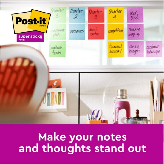 Notes adeziv Super Sticky 76 x 76 mm, 90 file x 5 culori asortate, Post-It Notes adeziv Super Sticky 76 x 76 mm, 90 file x 5 culori asortate, Post-It