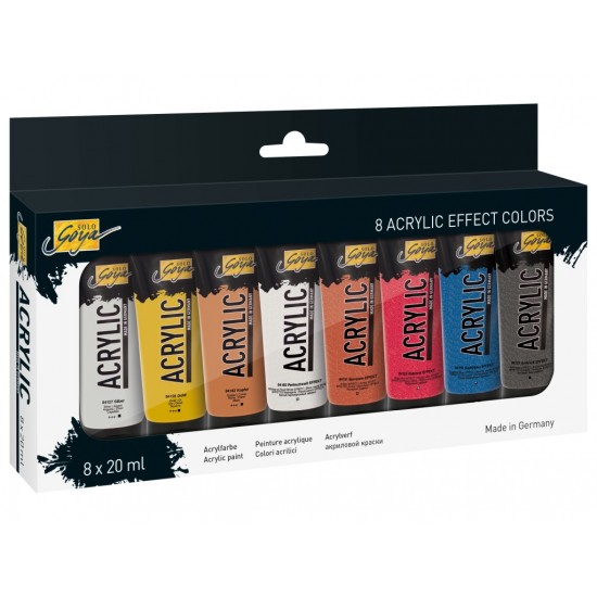 Vopsea acrilică Solo Goya Effect Colors, set 8 buc x 100 ml Vopsea acrilică Solo Goya Effect Colors, set 8 buc x 100 ml