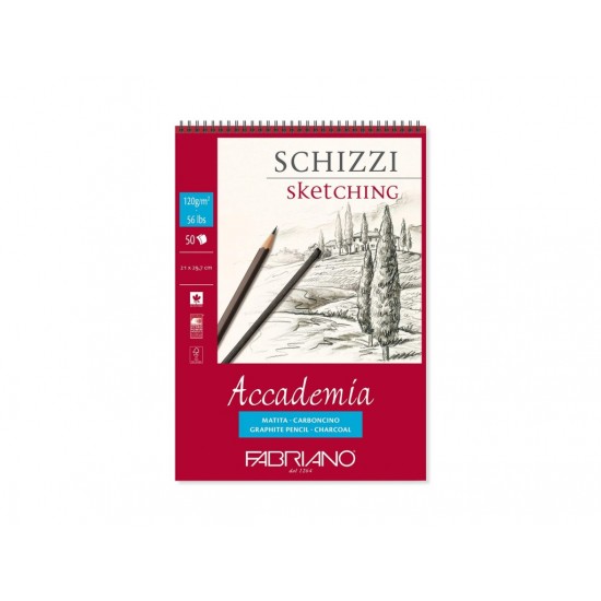 Bloc desen Accademia Schizzi, A4, cu spiră, Fabriano