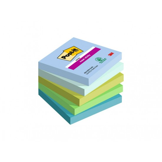 Notes adeziv Super Sticky 76 x 76 mm, 90 file x 5 culori asortate, Post-It