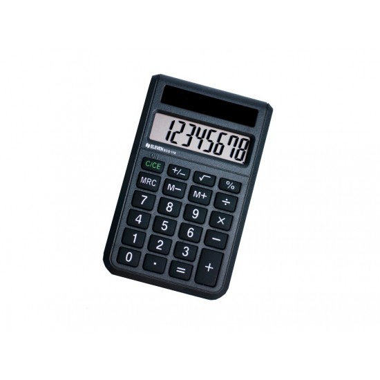 Calculator de buzunar ECO 8 digiți, 60 x 97,5 x 11,5 mm, Eleven ECO 110