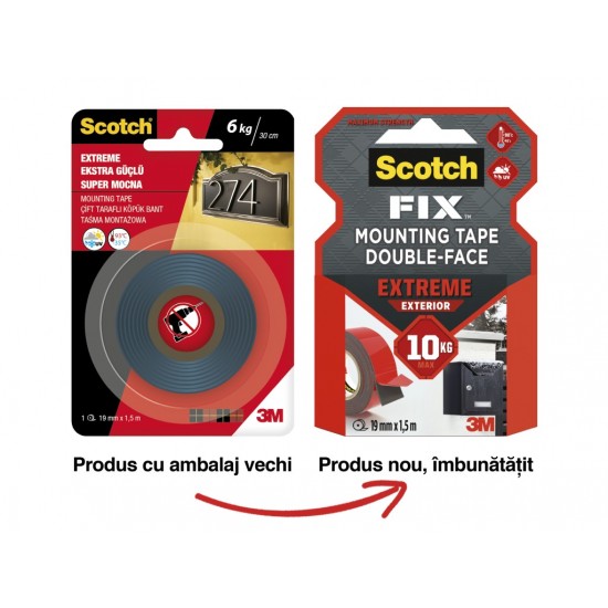 Bandă dublu adezivă montare exterior, 19 mm x 1,5 m, Scotch-Fix™ Bandă dublu adezivă montare exterior, 19 mm x 1,5 m, Scotch-Fix™
