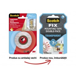Bandă dublu adezivă transparentă pentru montare, 19 mm x 1.5 m, Scotch-Fix™ Bandă dublu adezivă transparentă pentru montare, 19 mm x 1.5 m, Scotch-Fix™