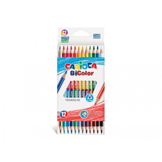 Creioane color Carioca Bi-Color 12/set