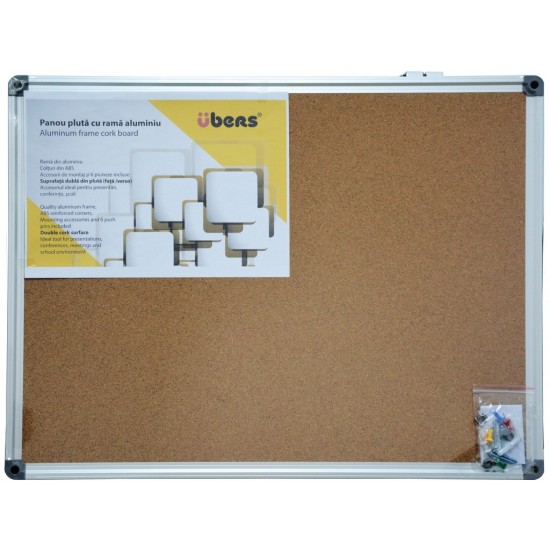 Panou plută cu ramă din aluminiu 60 x 45 cm Panou plută cu ramă din aluminiu 60 x 45 cm