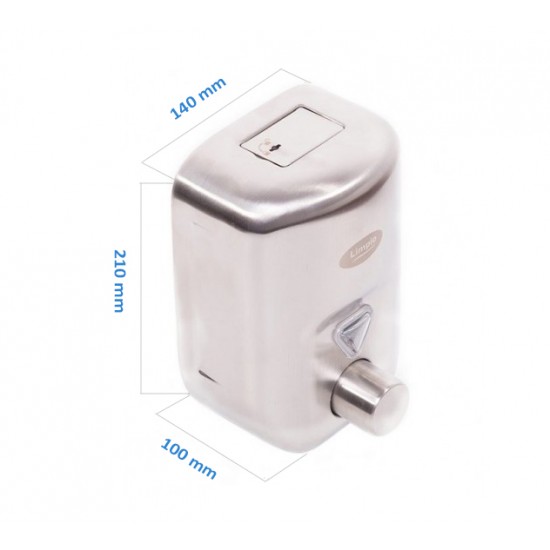 Dozator inox satinat manual pentru sapun, Limpio SD180, 1800ml Dozator inox satinat manual pentru sapun, Limpio SD180, 1800ml