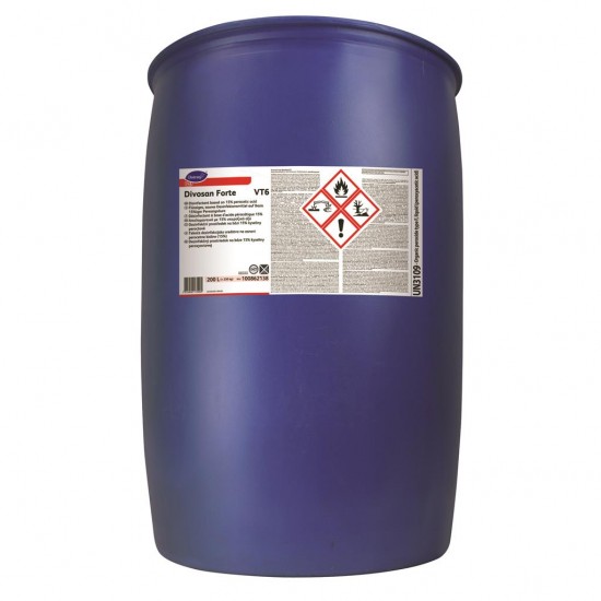 Dezinfectant puternic cu acid peracetic 15%, DIVOSAN FORTE, Diversey, 200L Dezinfectant puternic cu acid peracetic 15%, DIVOSAN FORTE, Diversey, 200L