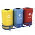 Set 3 cosuri colectare selectiva din metal vopsit, 35L/recipient