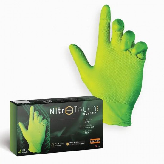 Manuși Nitril Nitro Touch Neon Grip - Verde