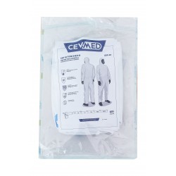 Combinezon protectie, laminat, cu banda, nesteril alb, ambalat individual, 55-60 gr/mp , universal Combinezon protectie, laminat, cu banda, nesteril alb, ambalat individual, 55-60 gr/mp , universal